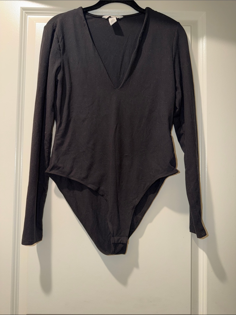 H&M Black Long Sleeve V-Neck Bodysuit